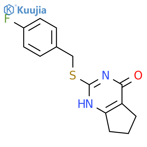 4H-Cyclopentapyrimidin-4-one, 2-(4-fluorophenyl)methylthio-3,5,6,7-tetrahydro- structure