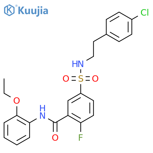 5-{2-(4-chlorophenyl)ethylsulfamoyl}-N-(2-ethoxyphenyl)-2-fluorobenzamide structure