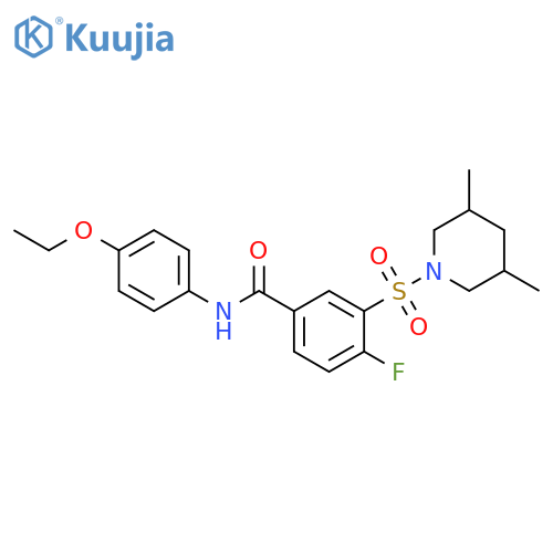 3-(3,5-dimethylpiperidin-1-yl)sulfonyl-N-(4-ethoxyphenyl)-4-fluorobenzamide structure