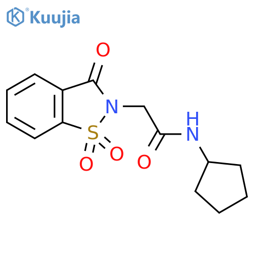 N-cyclopentyl-2-(1,1,3-trioxo-2,3-dihydro-1lambda6,2-benzothiazol-2-yl)acetamide structure