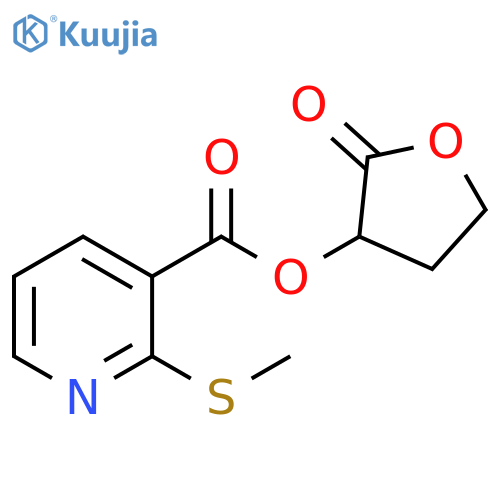 3-Pyridinecarboxylic acid, 2-(methylthio)-, tetrahydro-2-oxo-3-furanyl ester structure