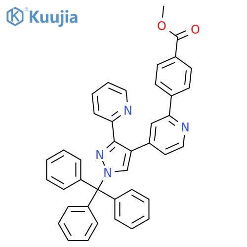 Benzoic acid,4-[4-[3-(2-pyridinyl)-1-(triphenylmethyl)-1H-pyrazol-4-yl]-2-pyridinyl]-,methyl ester structure