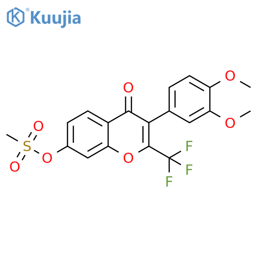 3-(3,4-dimethoxyphenyl)-4-oxo-2-(trifluoromethyl)-4H-chromen-7-yl methanesulfonate structure