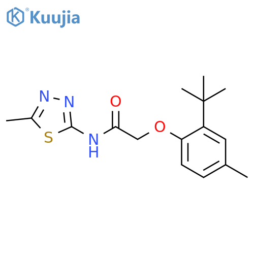2-(2-tert-butyl-4-methylphenoxy)-N-(5-methyl-1,3,4-thiadiazol-2-yl)acetamide structure