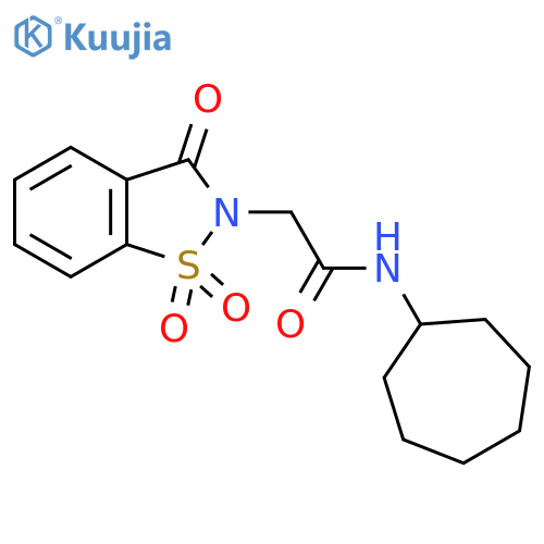 N-cycloheptyl-2-(1,1,3-trioxo-2,3-dihydro-1lambda6,2-benzothiazol-2-yl)acetamide structure