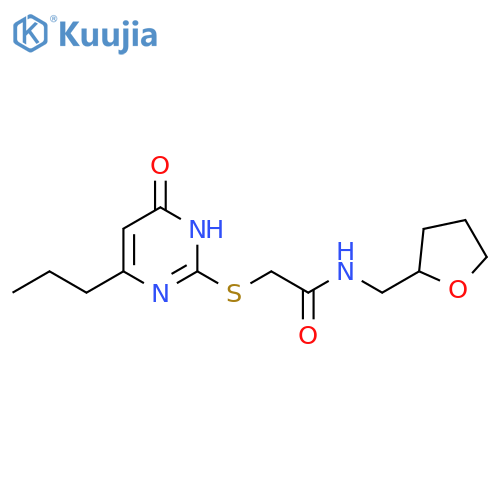 2-(6-oxo-4-propyl-1,6-dihydropyrimidin-2-yl)sulfanyl-N-(oxolan-2-yl)methylacetamide structure