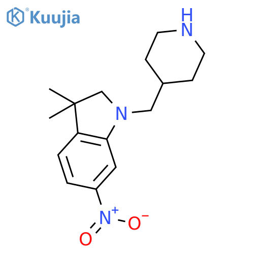 1H-INDOLE, 2,3-DIHYDRO-3,3-DIMETHYL-6-NITRO-1-(4-PIPERIDINYLMETHYL)- structure