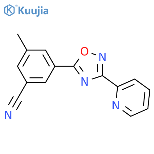 Benzonitrile, 3-methyl-5-[3-(2-pyridinyl)-1,2,4-oxadiazol-5-yl]- structure