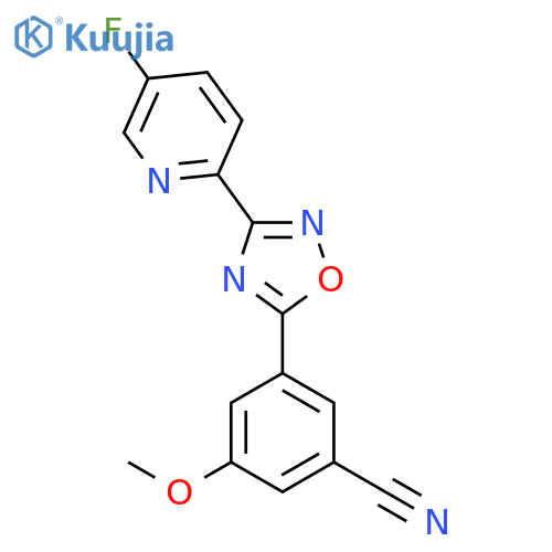 Benzonitrile, 3-[3-(5-fluoro-2-pyridinyl)-1,2,4-oxadiazol-5-yl]-5-methoxy- structure