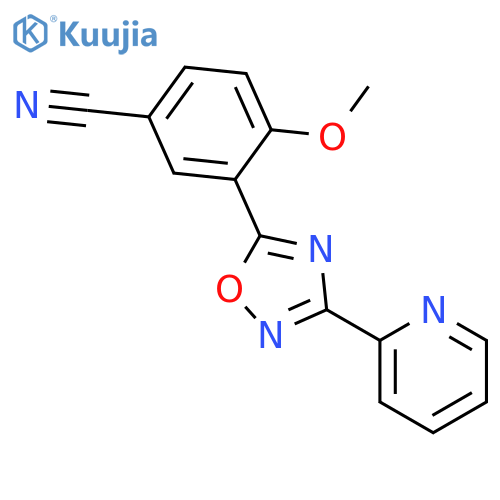 Benzonitrile, 4-methoxy-3-[3-(2-pyridinyl)-1,2,4-oxadiazol-5-yl]- structure