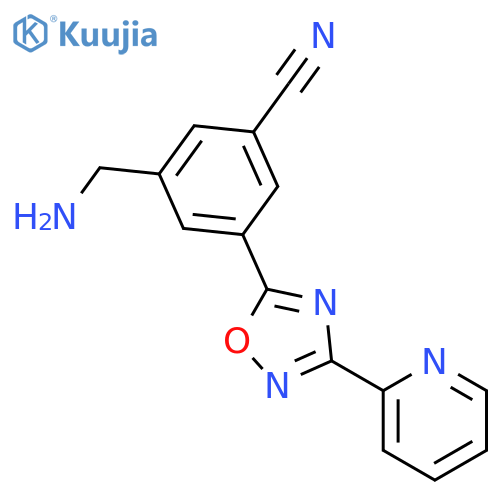 Benzonitrile, 3-(aminomethyl)-5-[3-(2-pyridinyl)-1,2,4-oxadiazol-5-yl]- structure