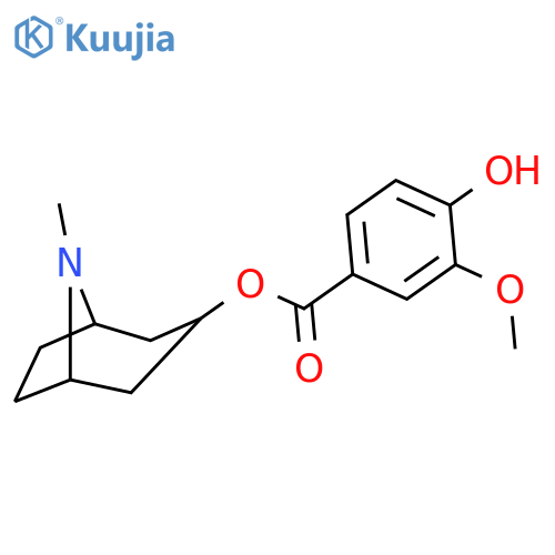 (8-methyl-8-azabicyclo[3.2.1]oct-3-yl) 4-hydroxy-3-methoxy-benzoate structure