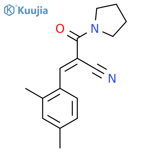 3-(2,4-Dimethylphenyl)-2-(pyrrolidine-1-carbonyl)prop-2-enenitrile structure