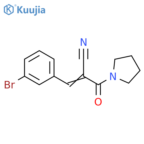 3-(3-bromophenyl)-2-(pyrrolidine-1-carbonyl)prop-2-enenitrile structure