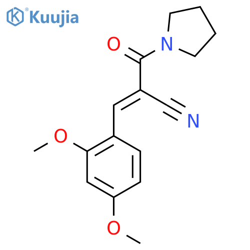 (E)-3-(2,4-dimethoxyphenyl)-2-(pyrrolidine-1-carbonyl)prop-2-enenitrile structure