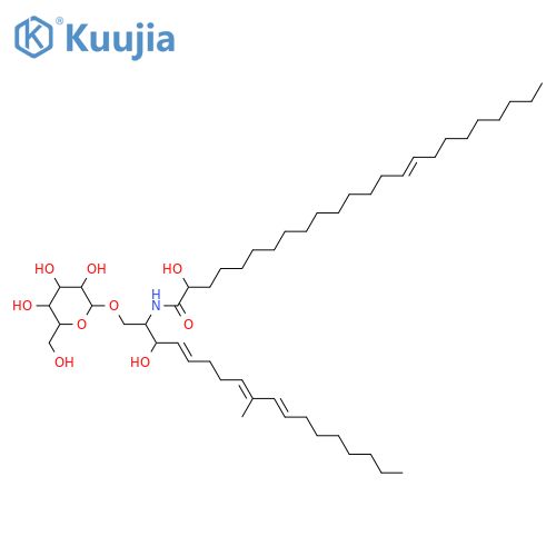 2-Amino-9-methyl-4,8,10-octadecatriene-1,3-diol; (2S,3R,4E,8E,10E)-form, N-(2R-Hydroxy-15Z-tetracosenoyl), 1-O-β-D-glucopyranoside structure