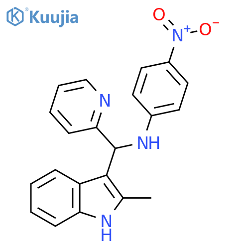 N-[(2-methyl-1H-indol-3-yl)(pyridin-2-yl)methyl]-4-nitroaniline structure