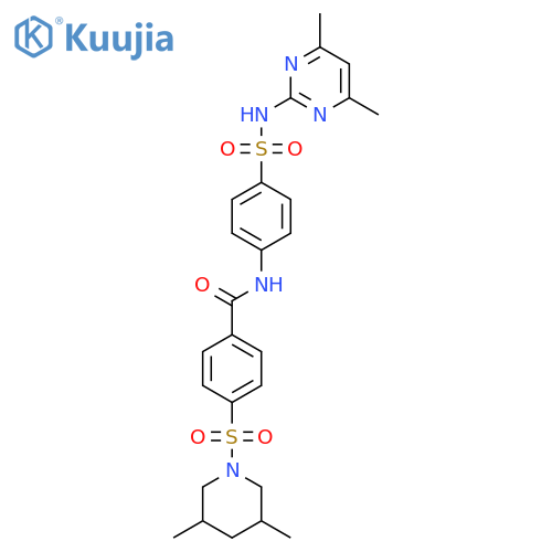 4-(3,5-dimethylpiperidin-1-yl)sulfonyl-N-{4-(4,6-dimethylpyrimidin-2-yl)sulfamoylphenyl}benzamide structure