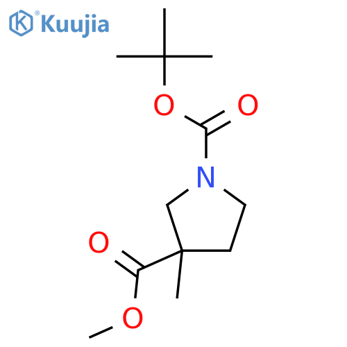 1-tert-butyl 3-methyl 3-methylpyrrolidine-1,3-dicarboxylate structure