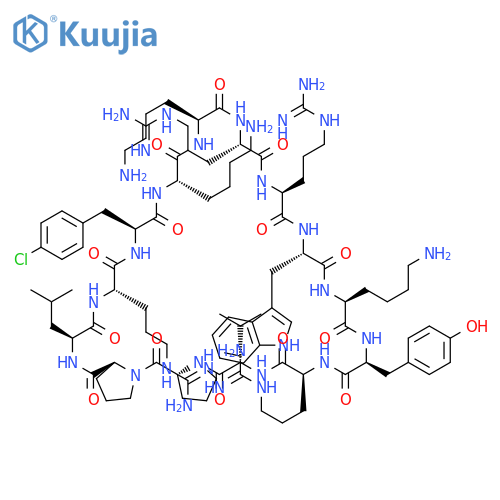 Cyclo(L-arginyl-L-arginyl-L-tryptophyl-L-lysyl-L-tyrosyl-L-arginyl-L-valyl-D-prolyl-L-prolyl-L-leucyl-L-arginyl-4-chloro-L-phenylalanyl-L-lysyl-L-lysyl) structure