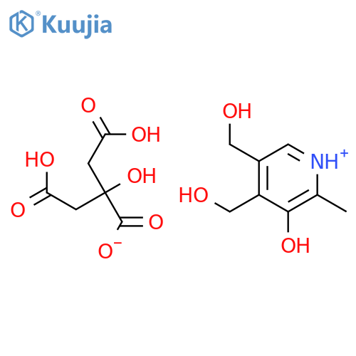 5-hydroxy-3,4-bis(hydroxymethyl)-6-methylpyridinium dihydrogen citrate structure