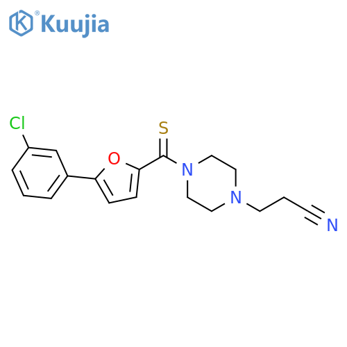 3-{4-5-(3-chlorophenyl)furan-2-carbothioylpiperazin-1-yl}propanenitrile structure