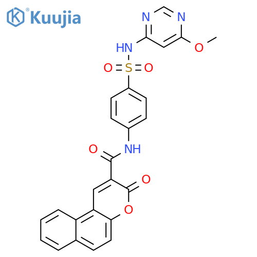 N-{4-[(6-methoxypyrimidin-4-yl)sulfamoyl]phenyl}-3-oxo-3H-benzo[f]chromene-2-carboxamide structure