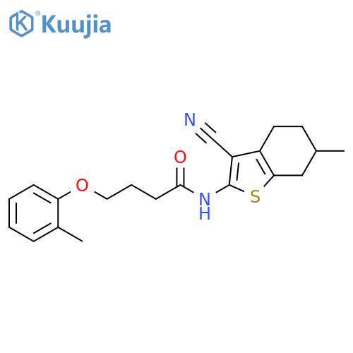 N-(3-cyano-6-methyl-4,5,6,7-tetrahydro-1-benzothiophen-2-yl)-4-(2-methylphenoxy)butanamide structure
