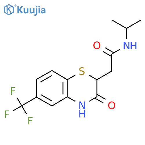 2-3-oxo-6-(trifluoromethyl)-3,4-dihydro-2H-1,4-benzothiazin-2-yl-N-(propan-2-yl)acetamide structure