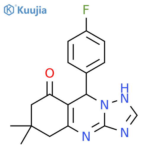 9-(4-fluorophenyl)-6,6-dimethyl-4H,5H,6H,7H,8H,9H-1,2,4triazolo3,2-bquinazolin-8-one structure