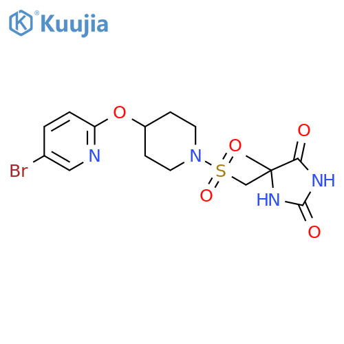 (S)-5-(((4-((5-Bromopyridin-2-yl)oxy)piperidin-1-yl)sulfonyl)methyl)-5-methylimidazolidine-2,4-dione structure