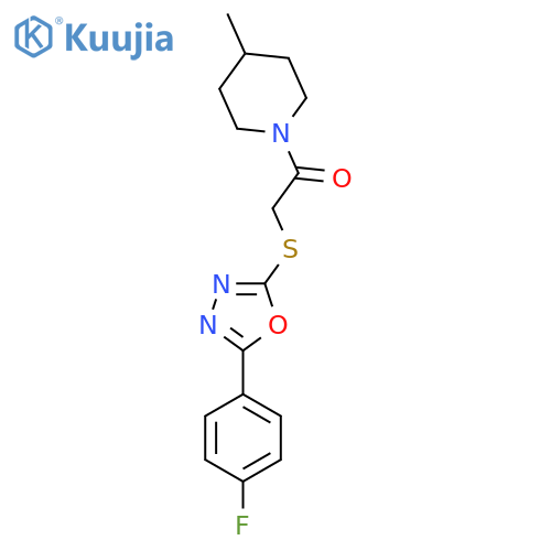 2-{5-(4-fluorophenyl)-1,3,4-oxadiazol-2-ylsulfanyl}-1-(4-methylpiperidin-1-yl)ethan-1-one structure