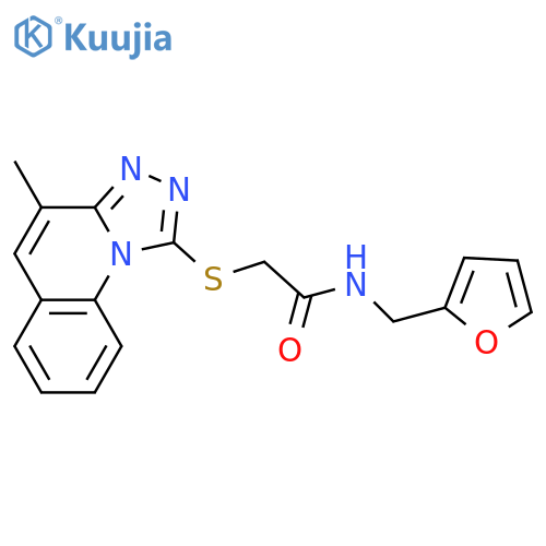 N-[(furan-2-yl)methyl]-2-({4-methyl-[1,2,4]triazolo[4,3-a]quinolin-1-yl}sulfanyl)acetamide structure