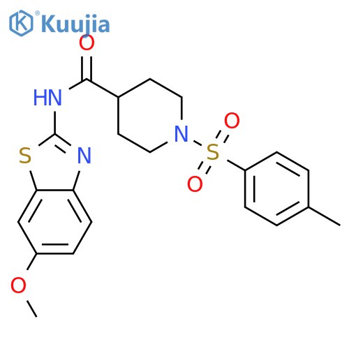 N-(6-methoxy-1,3-benzothiazol-2-yl)-1-(4-methylbenzenesulfonyl)piperidine-4-carboxamide structure