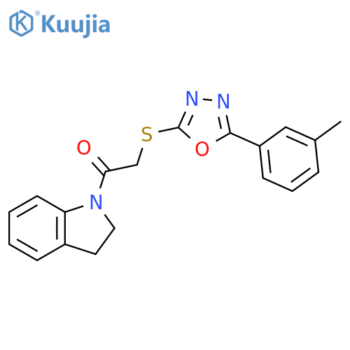 1-(2,3-dihydro-1H-indol-1-yl)-2-{[5-(3-methylphenyl)-1,3,4-oxadiazol-2-yl]sulfanyl}ethan-1-one structure