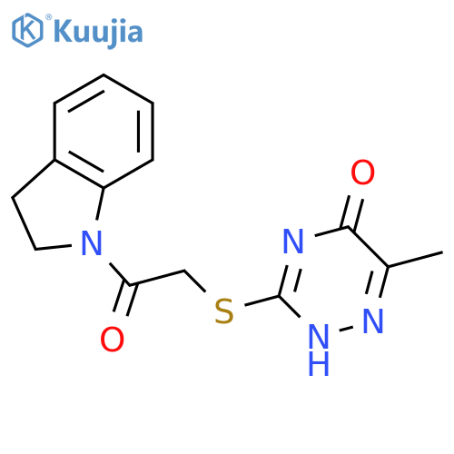 3-{2-(2,3-dihydro-1H-indol-1-yl)-2-oxoethylsulfanyl}-6-methyl-4,5-dihydro-1,2,4-triazin-5-one structure