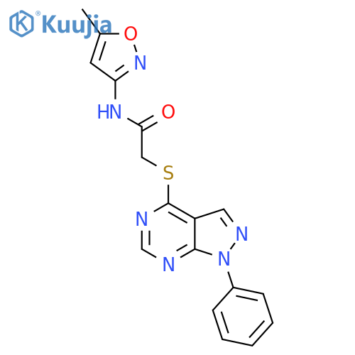 N-(5-methyl-1,2-oxazol-3-yl)-2-({1-phenyl-1H-pyrazolo3,4-dpyrimidin-4-yl}sulfanyl)acetamide structure