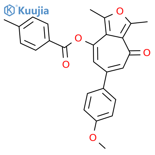 <br>4-Methyl-benzoic acid 6-(4-methoxy-phenyl)-1,3-dimethyl-8-oxo-8H-cyclohepta [c]furan-4-yl ester structure
