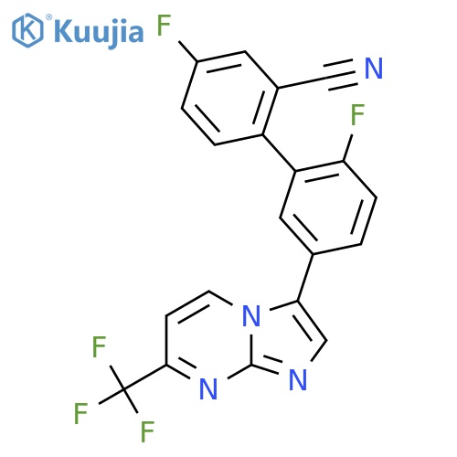 4,2-Difluoro-5-(7-trifluoromethylimidazo[1,2-a]pyrimidin-3-yl)biphenyl-2-carbonitrile structure