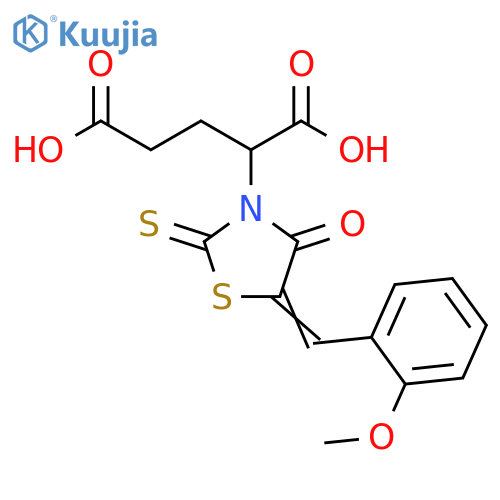 2-(5Z)-5-(2-methoxyphenyl)methylidene-4-oxo-2-sulfanylidene-1,3-thiazolidin-3-ylpentanedioic acid structure