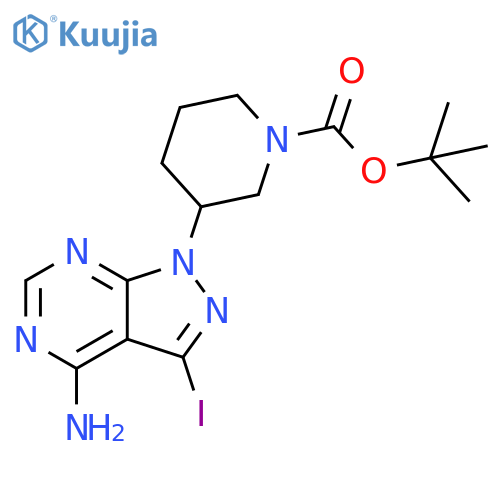 1-Piperidinecarboxylic acid, 3-(4-amino-3-iodo-1H-pyrazolo[3,4-d]pyrimidin-1-yl)-, 1,1-dimethylethyl ester structure