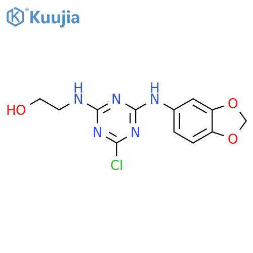 <br>2-((4-(Benzo[d][1,3]dioxol-5-ylamino)-6-chloro-1,3,5-triazin-2-yl)amino)eth anol structure