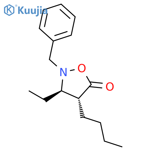 5-Isoxazolidinone, 4-butyl-3-ethyl-2-(phenylmethyl)-, (3R,4R)-rel- structure