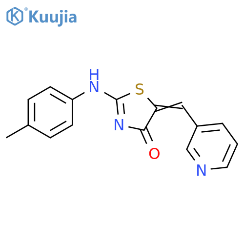 (2Z,5Z)-2-(4-methylphenyl)imino-5-(pyridin-3-yl)methylidene-1,3-thiazolidin-4-one structure