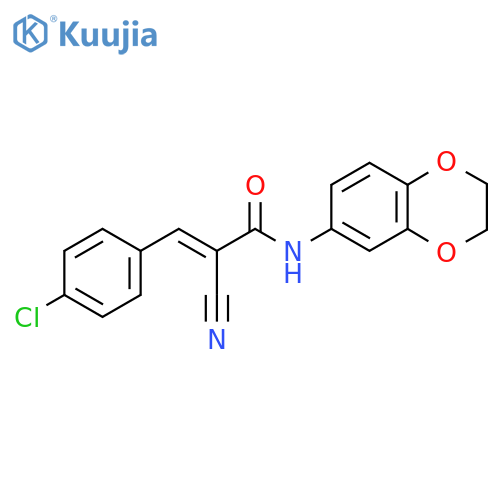 3-(4-chlorophenyl)-2-cyano-N-(2,3-dihydro-1,4-benzodioxin-6-yl)prop-2-enamide structure