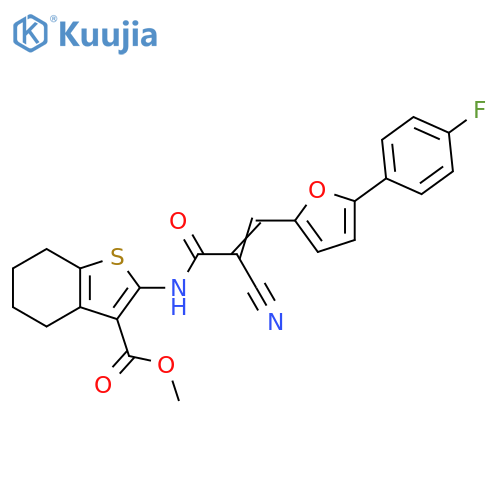 methyl 2-(2E)-2-cyano-3-5-(4-fluorophenyl)furan-2-ylprop-2-enamido-4,5,6,7-tetrahydro-1-benzothiophene-3-carboxylate structure