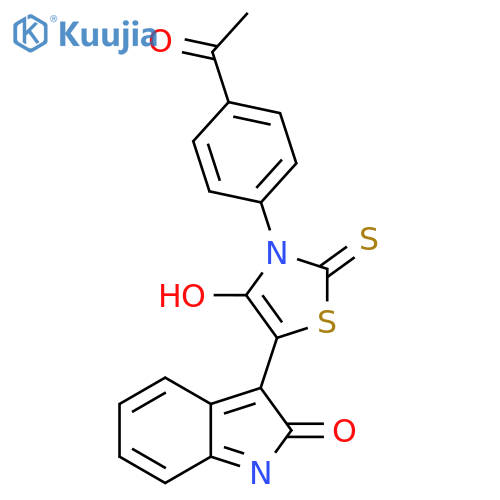 3-(5Z)-3-(4-acetylphenyl)-4-oxo-2-sulfanylidene-1,3-thiazolidin-5-ylidene-2,3-dihydro-1H-indol-2-one structure