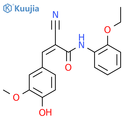 (Z)-2-cyano-N-(2-ethoxyphenyl)-3-(4-hydroxy-3-methoxyphenyl)prop-2-enamide structure