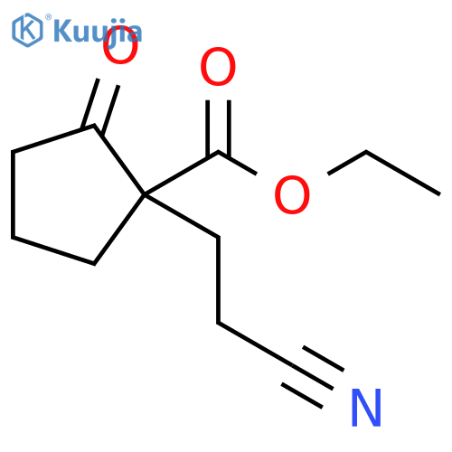 Cyclopentanecarboxylic acid, 1-(2-cyanoethyl)-2-oxo-, ethyl ester structure