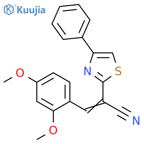 (2Z)-3-(2,4-dimethoxyphenyl)-2-(4-phenyl-1,3-thiazol-2-yl)prop-2-enenitrile structure